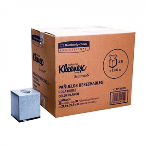 Pañuelo Facial en Cubo Kleenex Caja C/36 Cajitas de 90 Hojas C/U Color Blanco Con 300 hojas C/U